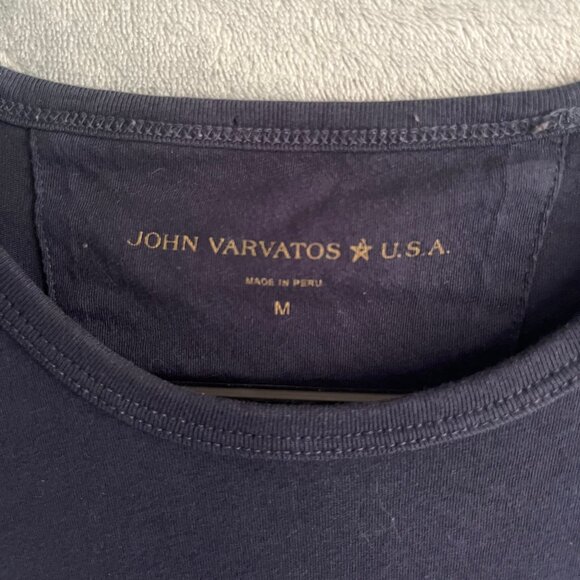 John Varvatos Star USA Mens Navy Blue Short Sleeve Rows of Stars Graphic T-Shirt - Picture 3 of 9
